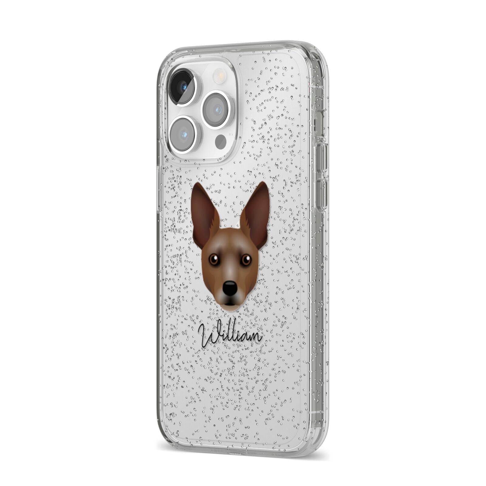 Rat Terrier Personalised iPhone 14 Pro Max Glitter Tough Case Silver Angled Image