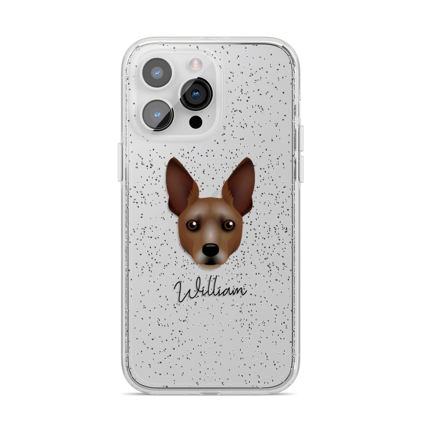 Rat Terrier Personalised iPhone 14 Pro Max Glitter Tough Case Silver