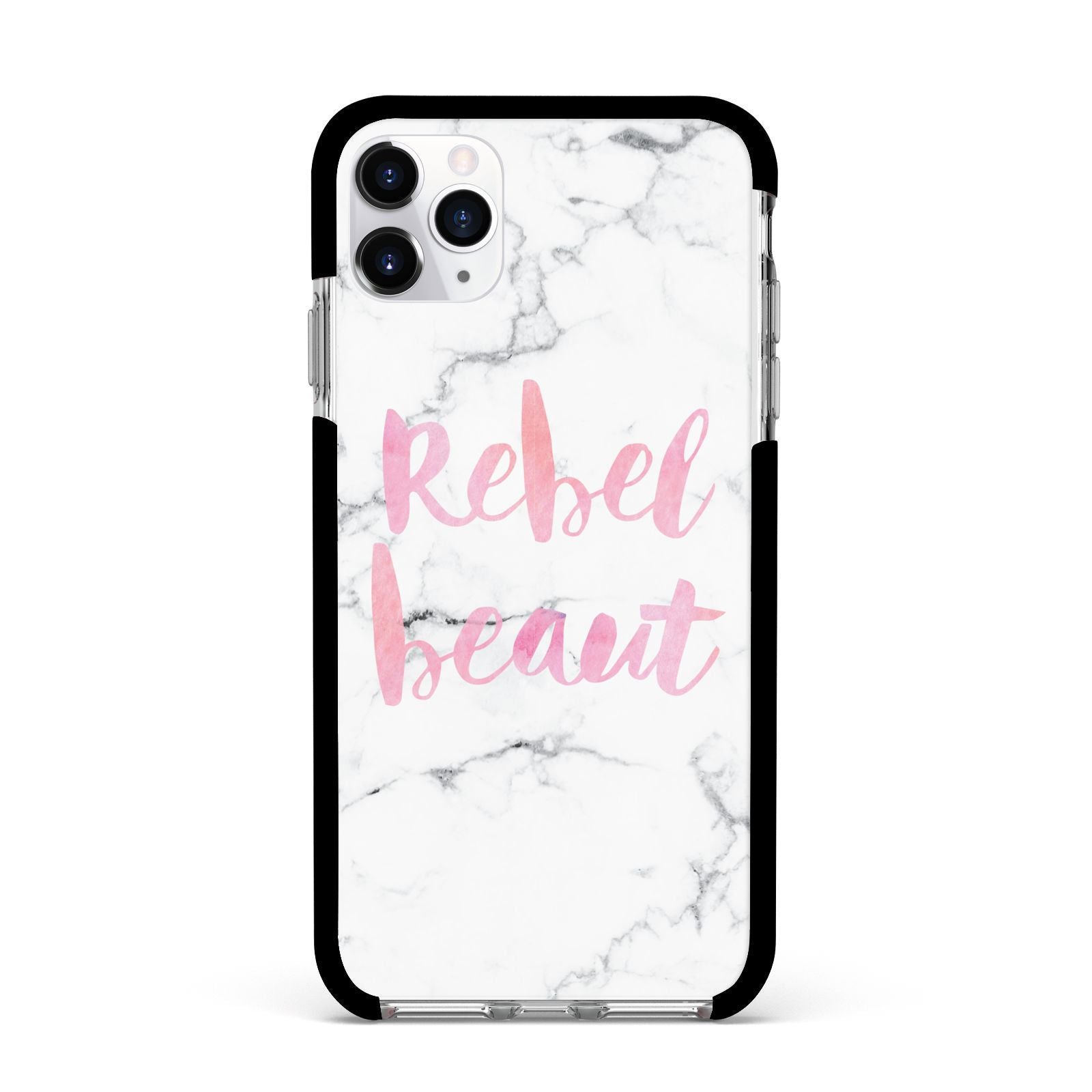 Rebel Heart Grey Marble Effect Apple iPhone 11 Pro Max in Silver with Black Impact Case