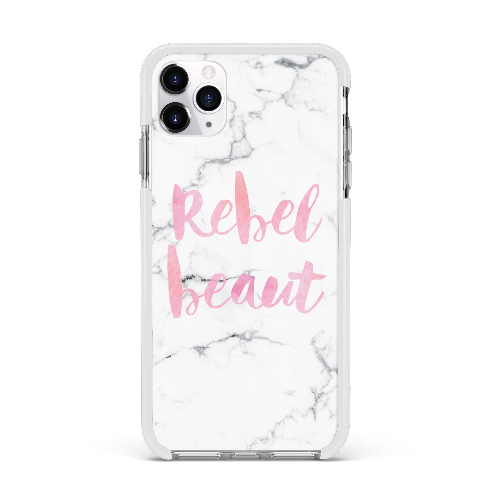 Rebel Heart Grey Marble Effect Apple iPhone 11 Pro Max in Silver with White Impact Case