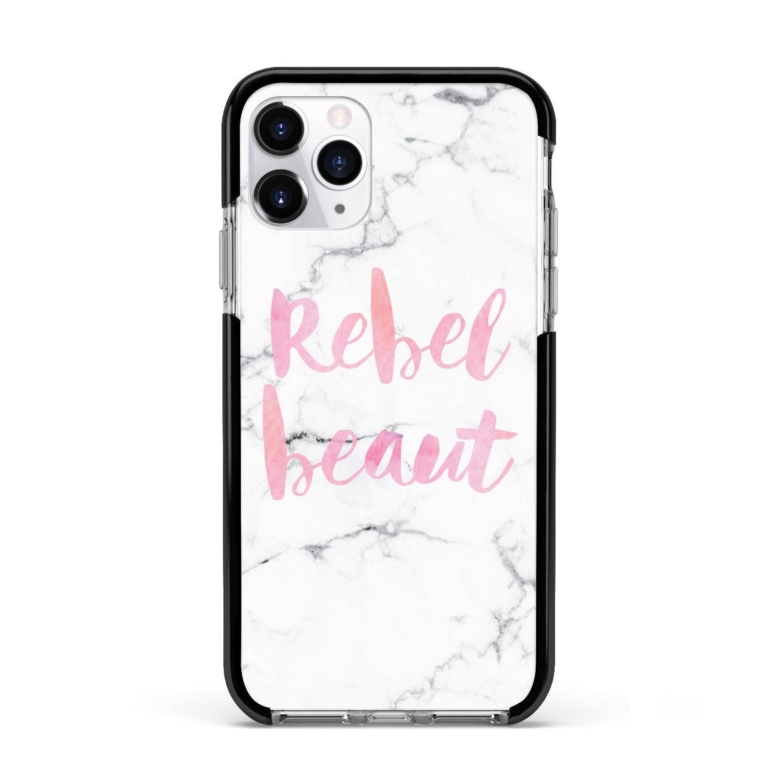 Rebel Heart Grey Marble Effect Apple iPhone 11 Pro in Silver with Black Impact Case