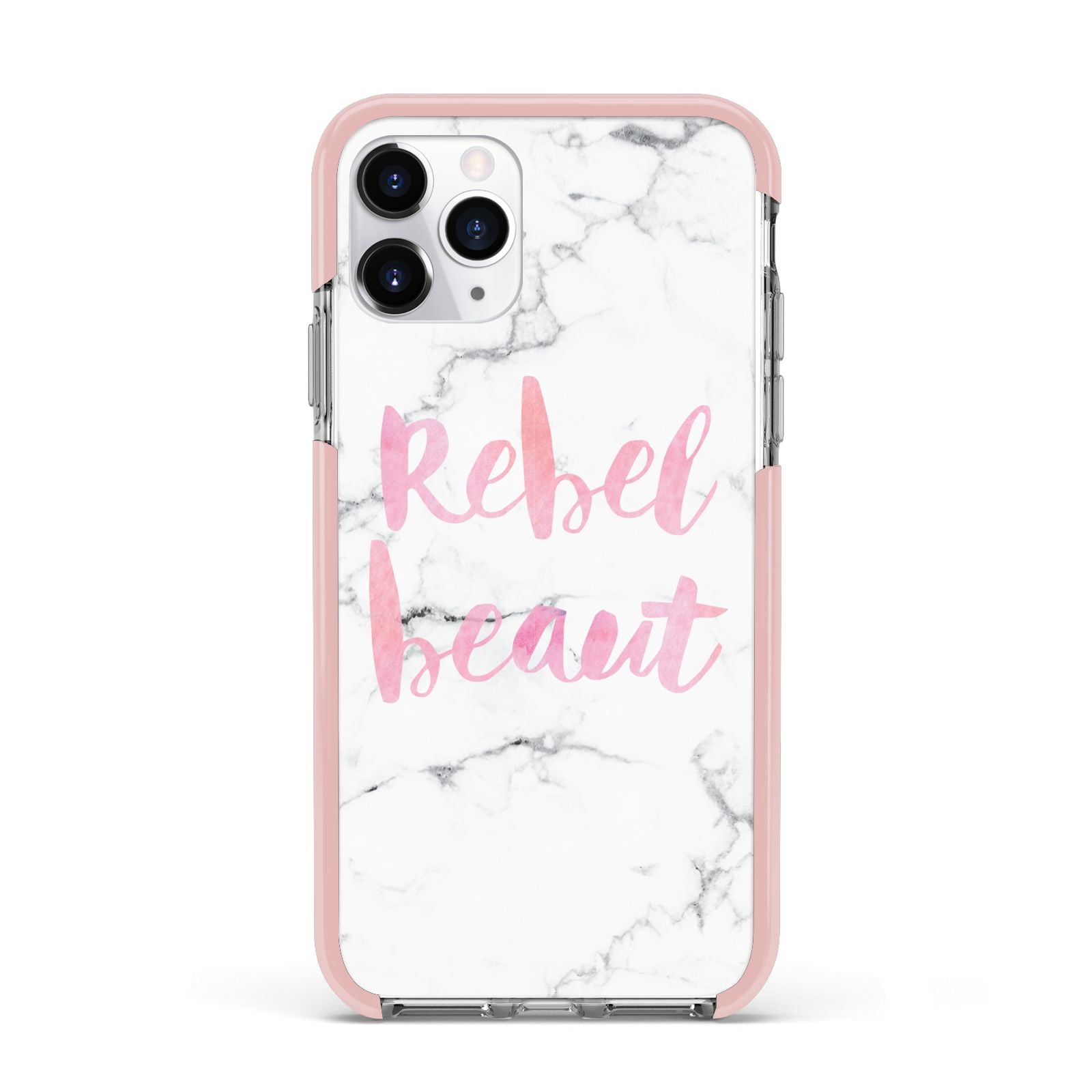 Rebel Heart Grey Marble Effect Apple iPhone 11 Pro in Silver with Pink Impact Case