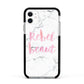 Rebel Heart Grey Marble Effect Apple iPhone 11 in White with Black Impact Case
