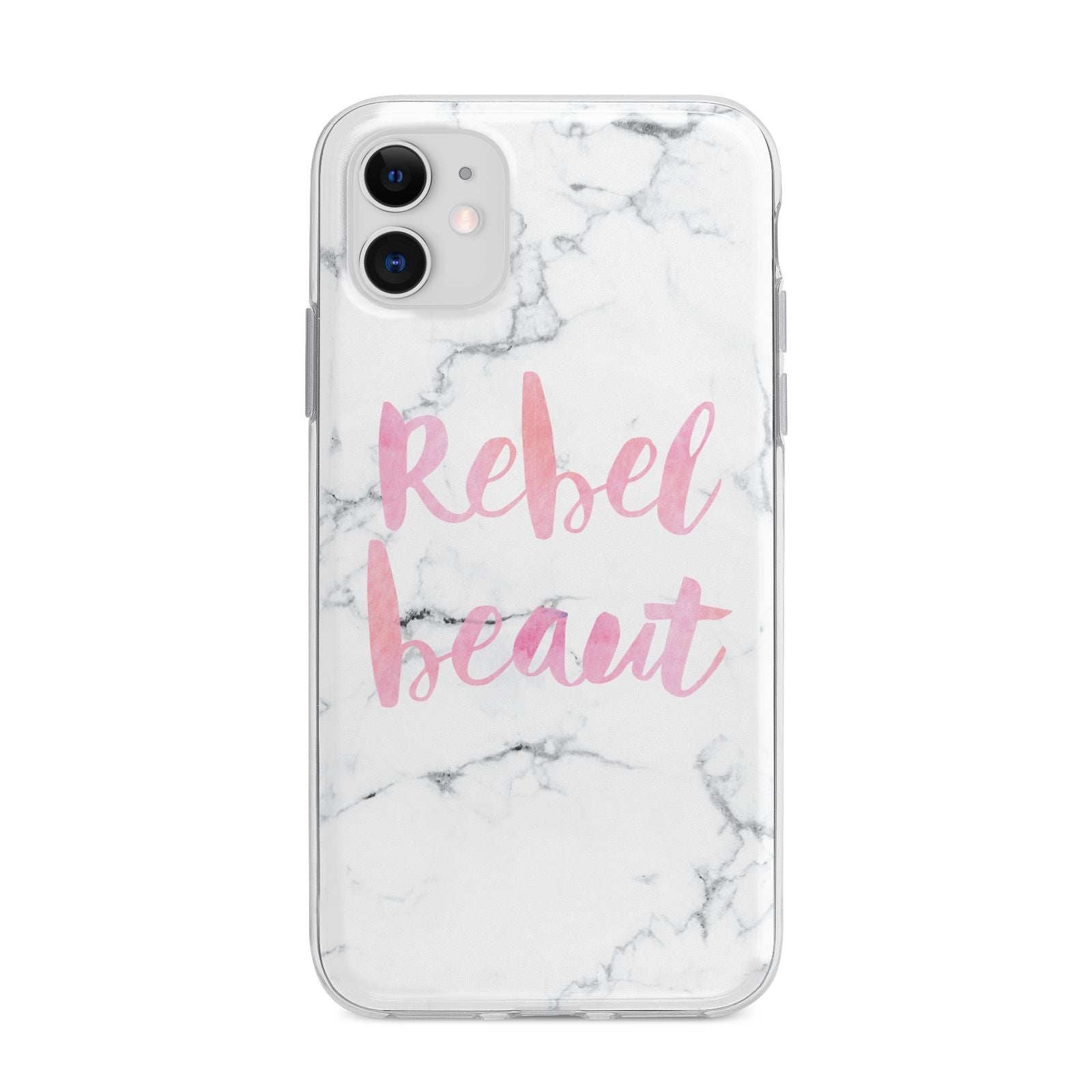 Rebel Heart Grey Marble Effect Apple iPhone 11 in White with Bumper Case