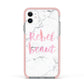 Rebel Heart Grey Marble Effect Apple iPhone 11 in White with Pink Impact Case