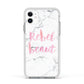 Rebel Heart Grey Marble Effect Apple iPhone 11 in White with White Impact Case