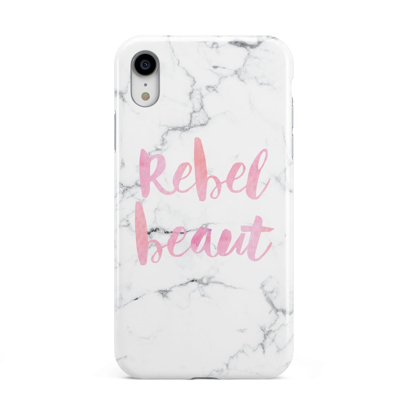 Rebel Heart Grey Marble Effect Apple iPhone XR White 3D Tough Case