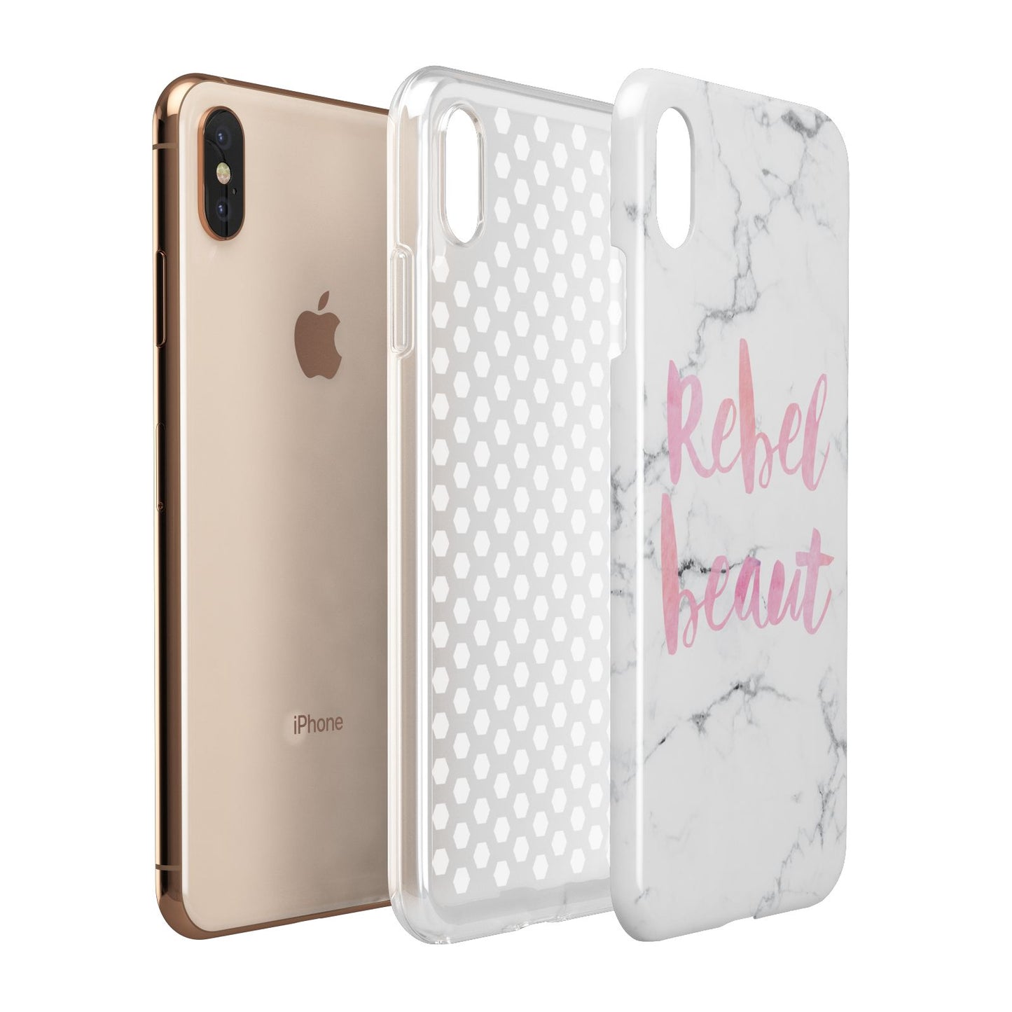 Rebel Heart Grey Marble Effect Apple iPhone Xs Max 3D Tough Case Expanded View