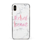 Rebel Heart Grey Marble Effect Apple iPhone Xs Max Impact Case Black Edge on Gold Phone