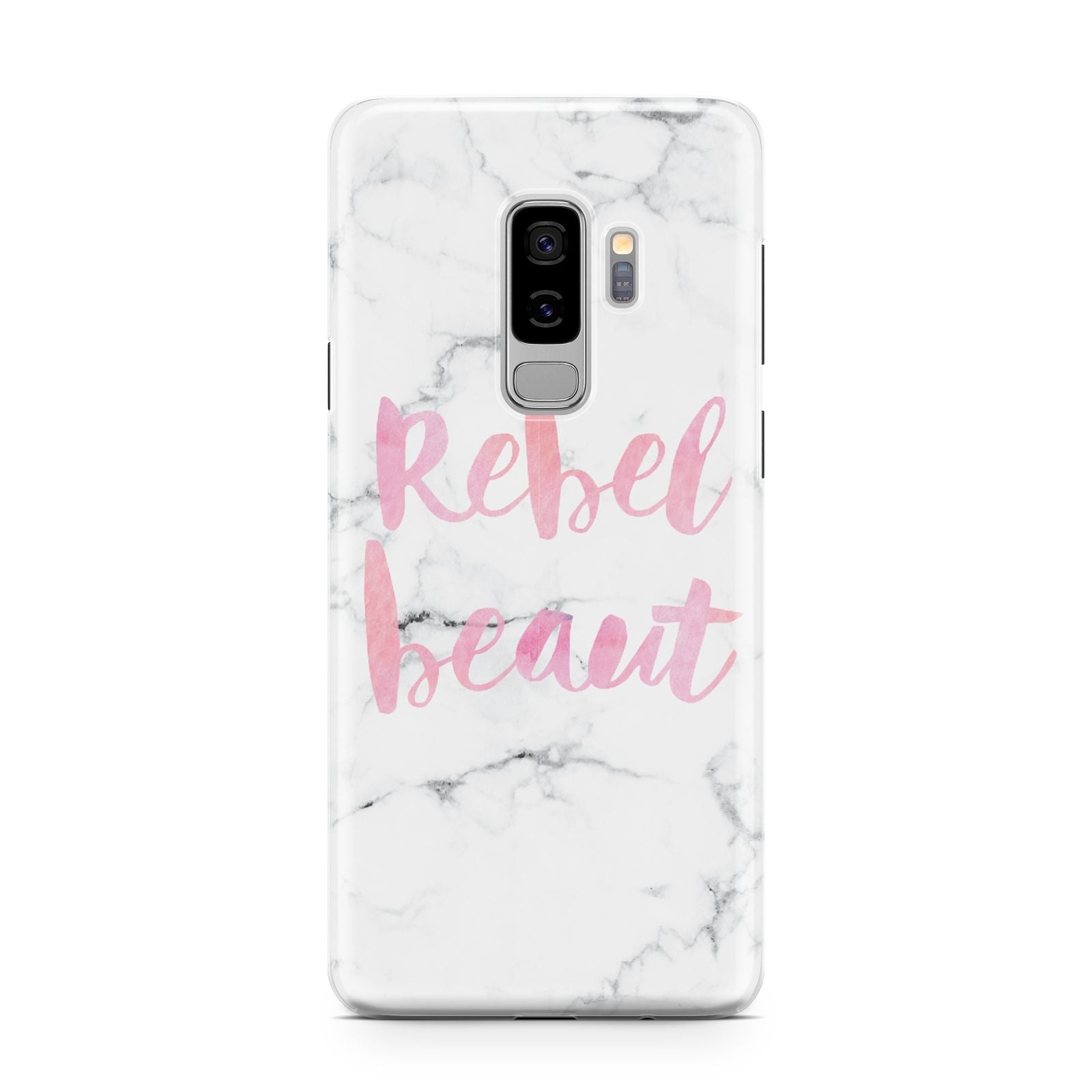 Rebel Heart Grey Marble Effect Samsung Galaxy S9 Plus Case on Silver phone