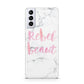 Rebel Heart Grey Marble Effect Samsung S21 Plus Phone Case