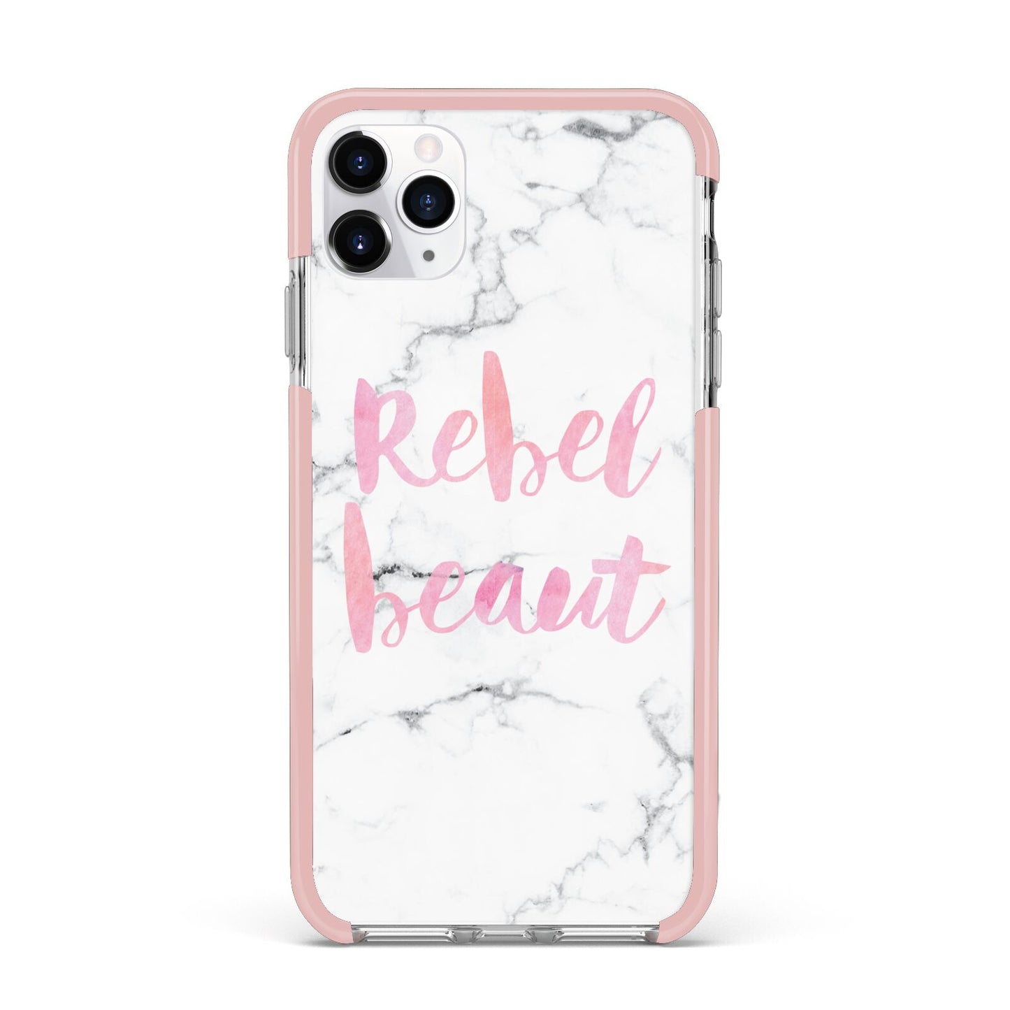 Rebel Heart Grey Marble Effect iPhone 11 Pro Max Impact Pink Edge Case
