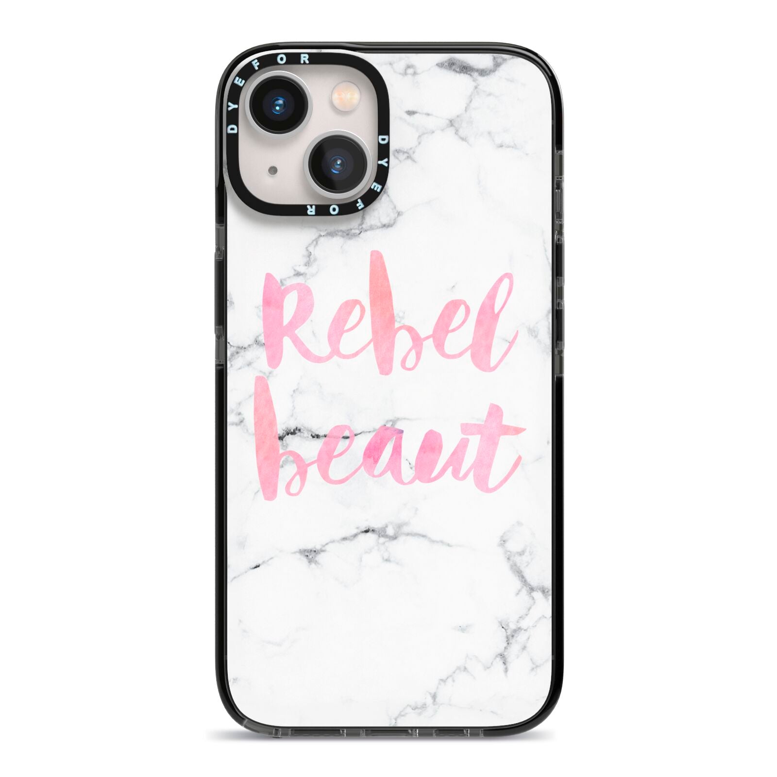 Rebel Heart Grey Marble Effect iPhone 13 Black Impact Case on Silver phone