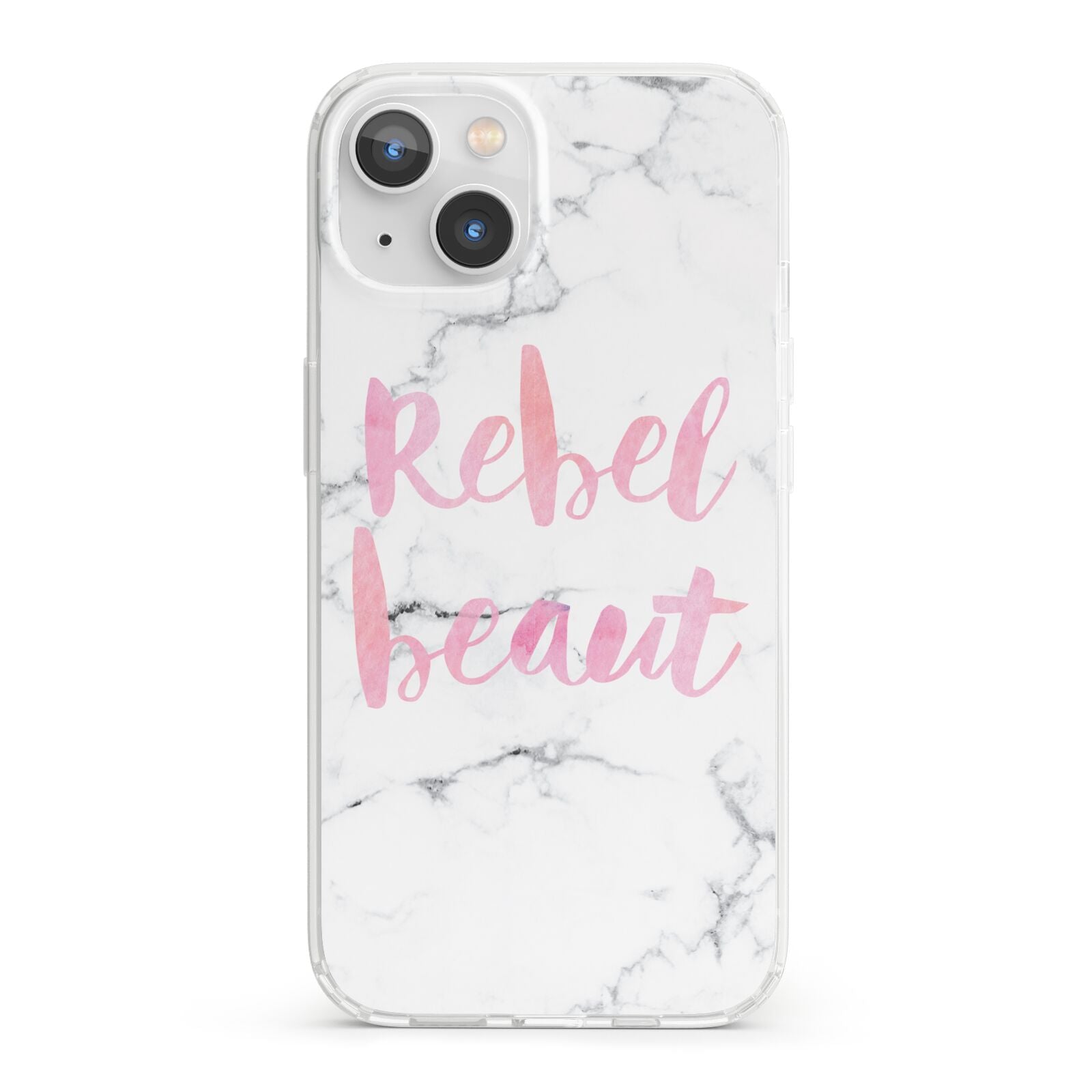 Rebel Heart Grey Marble Effect iPhone 13 Clear Bumper Case