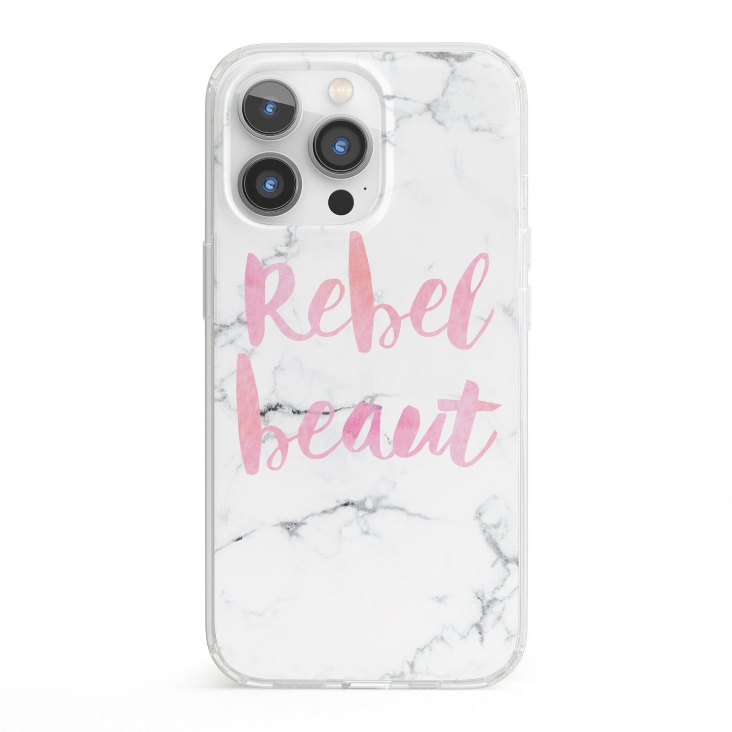 Rebel Heart Grey Marble Effect iPhone 13 Pro Clear Bumper Case