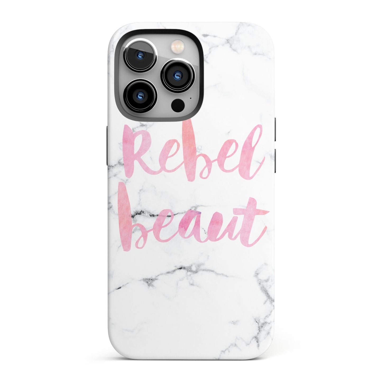 Rebel Heart Grey Marble Effect iPhone 13 Pro Full Wrap 3D Tough Case