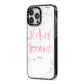 Rebel Heart Grey Marble Effect iPhone 13 Pro Max Black Impact Case Side Angle on Silver phone