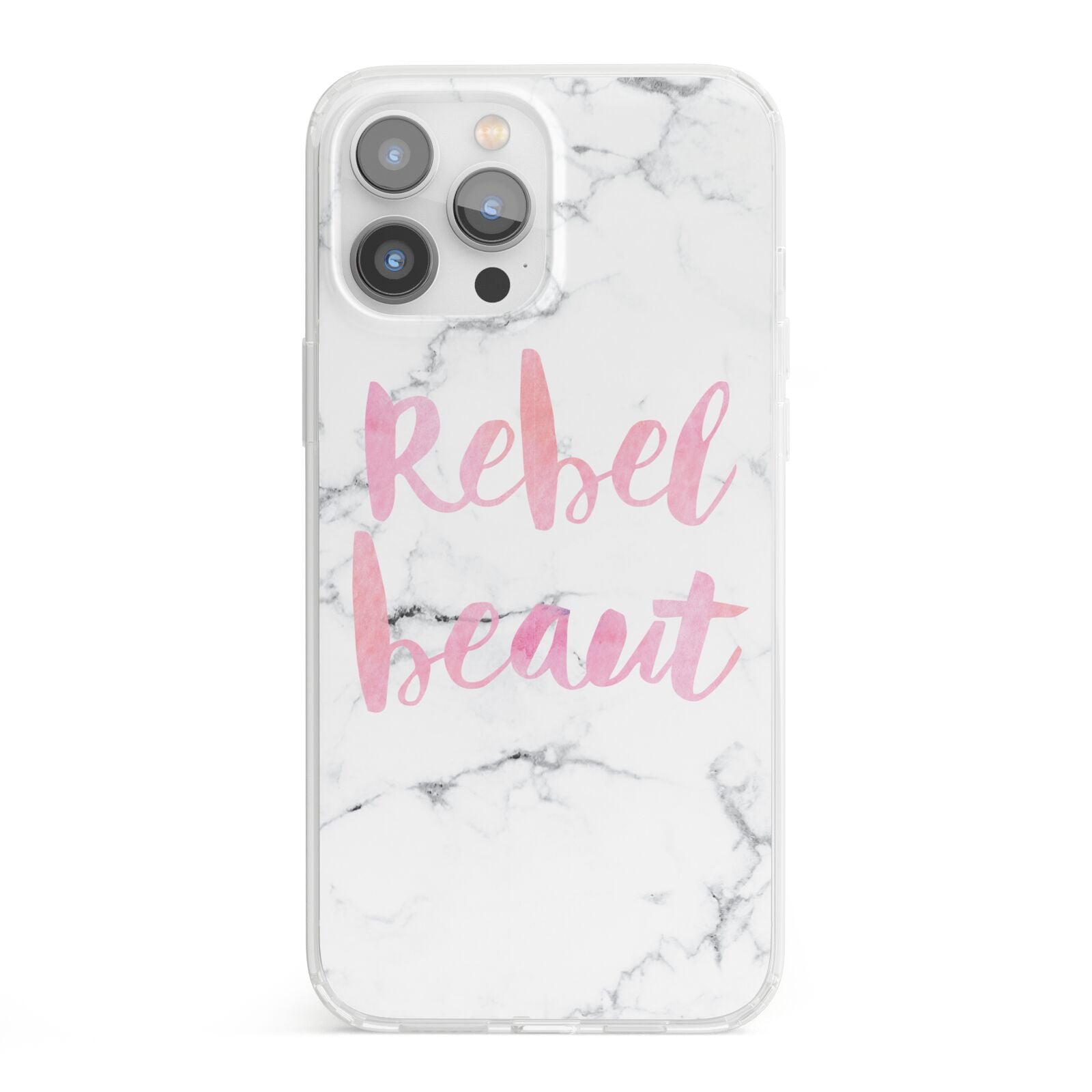 Rebel Heart Grey Marble Effect iPhone 13 Pro Max Clear Bumper Case