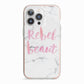 Rebel Heart Grey Marble Effect iPhone 13 Pro TPU Impact Case with Pink Edges