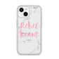 Rebel Heart Grey Marble Effect iPhone 14 Clear Tough Case Starlight