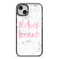 Rebel Heart Grey Marble Effect iPhone 14 Plus Black Impact Case on Silver phone
