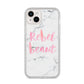 Rebel Heart Grey Marble Effect iPhone 14 Plus Clear Tough Case Starlight