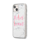 Rebel Heart Grey Marble Effect iPhone 14 Plus Glitter Tough Case Starlight Angled Image