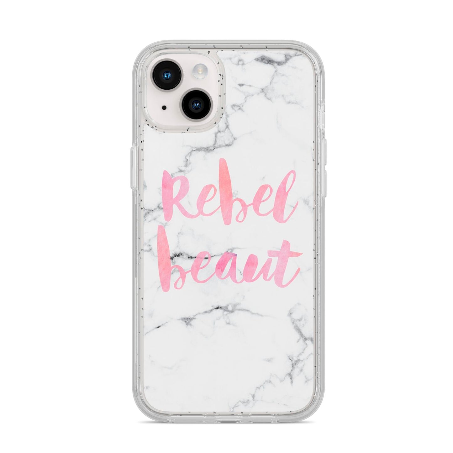 Rebel Heart Grey Marble Effect iPhone 14 Plus Glitter Tough Case Starlight