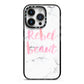 Rebel Heart Grey Marble Effect iPhone 14 Pro Black Impact Case on Silver phone