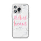 Rebel Heart Grey Marble Effect iPhone 14 Pro Max Glitter Tough Case Silver
