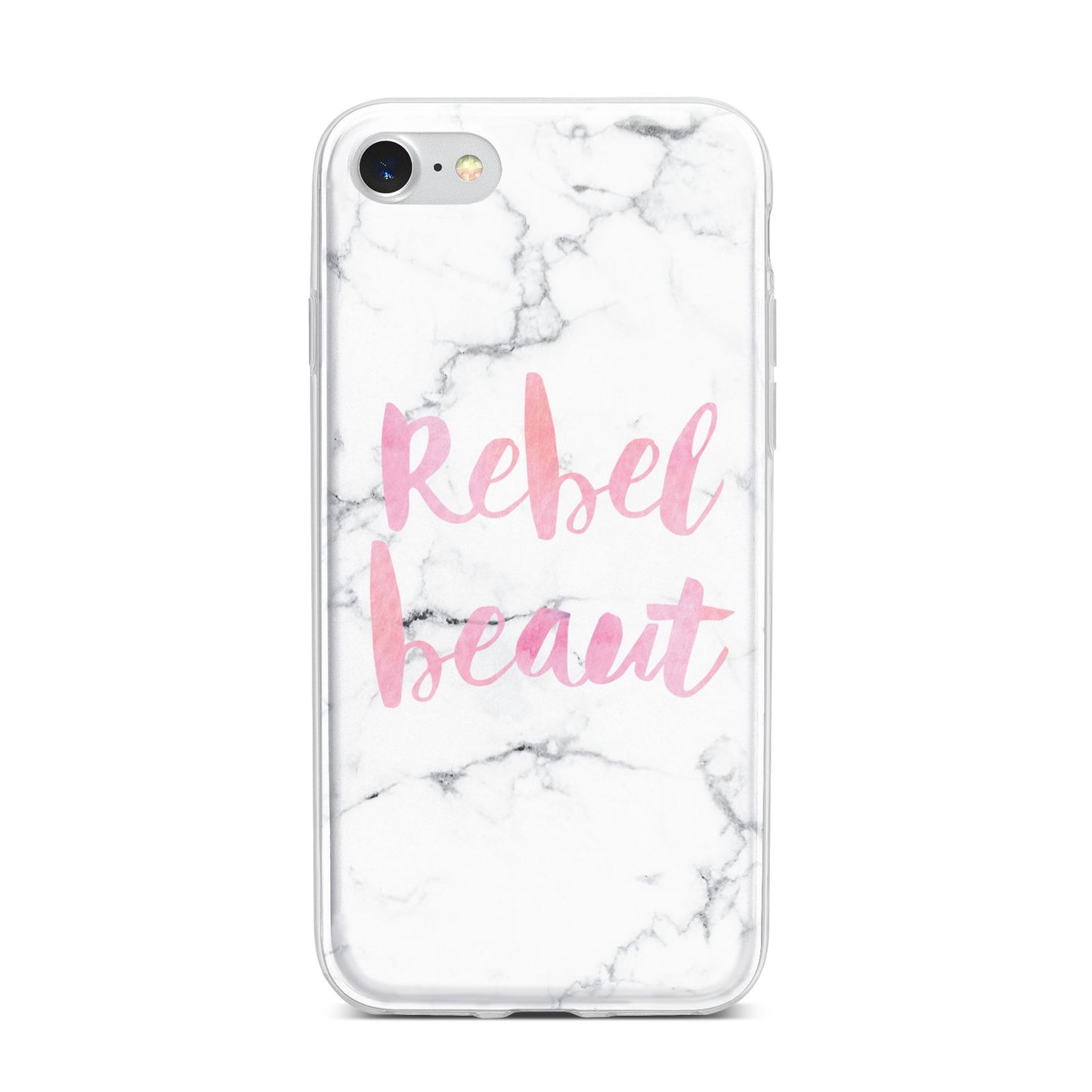 Rebel Heart Grey Marble Effect iPhone 7 Bumper Case on Silver iPhone