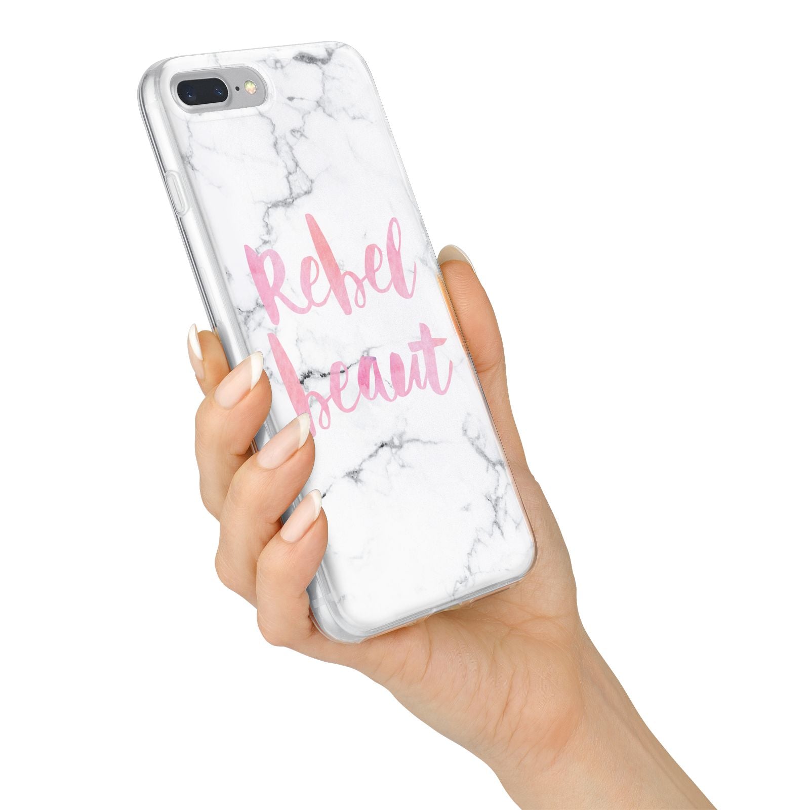 Rebel Heart Grey Marble Effect iPhone 7 Plus Bumper Case on Silver iPhone Alternative Image