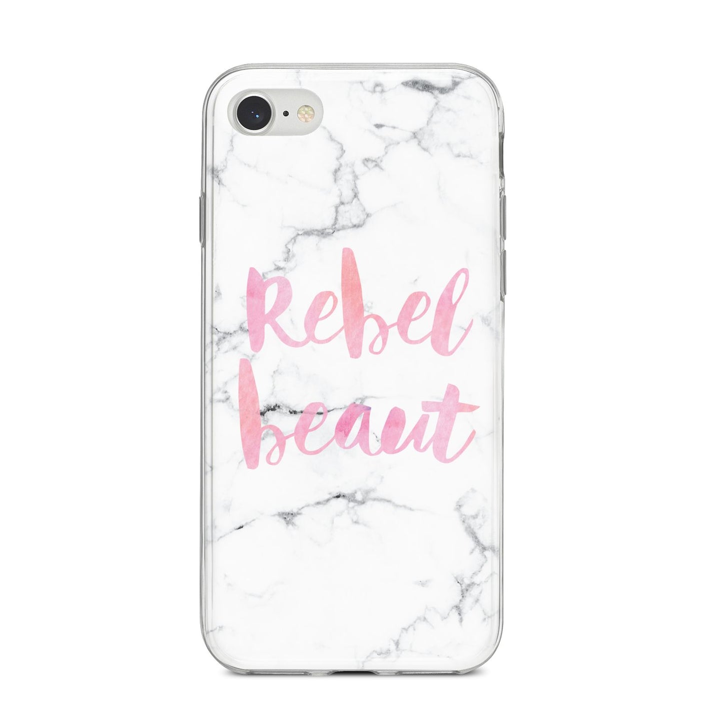 Rebel Heart Grey Marble Effect iPhone 8 Bumper Case on Silver iPhone