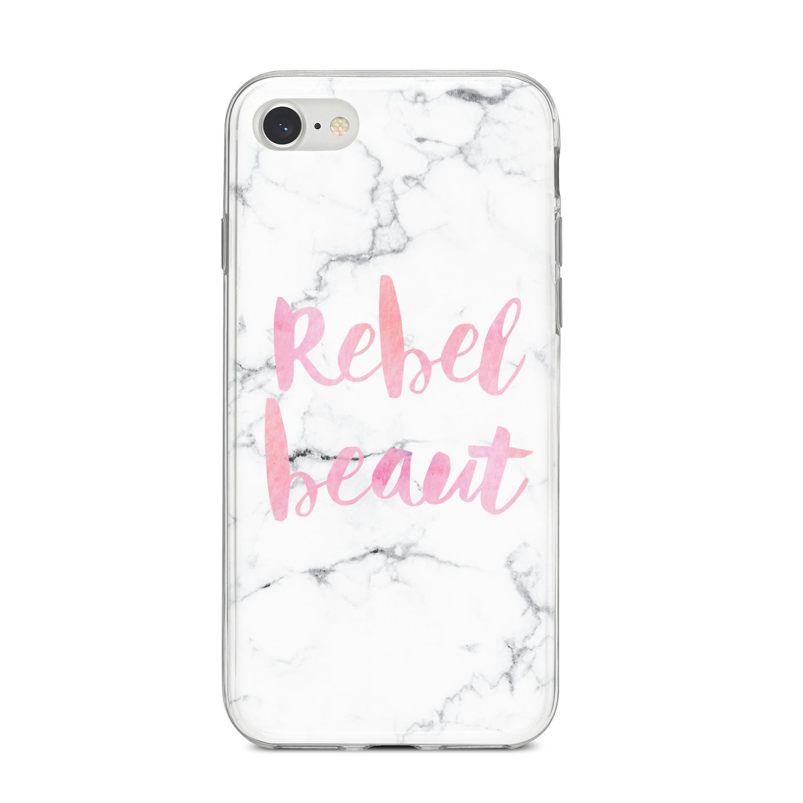 Rebel Heart Grey Marble Effect iPhone 8 Bumper Case on Silver iPhone