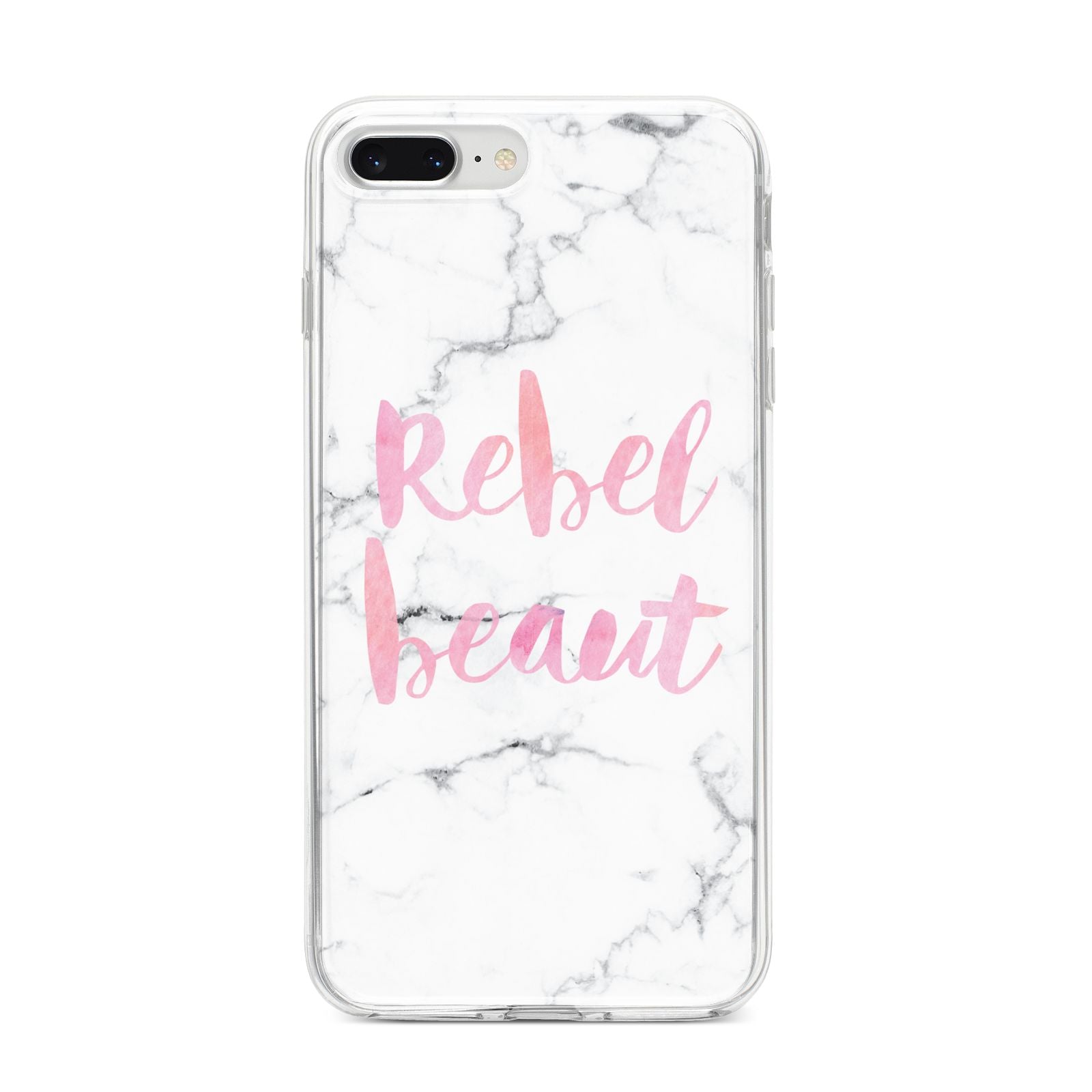 Rebel Heart Grey Marble Effect iPhone 8 Plus Bumper Case on Silver iPhone