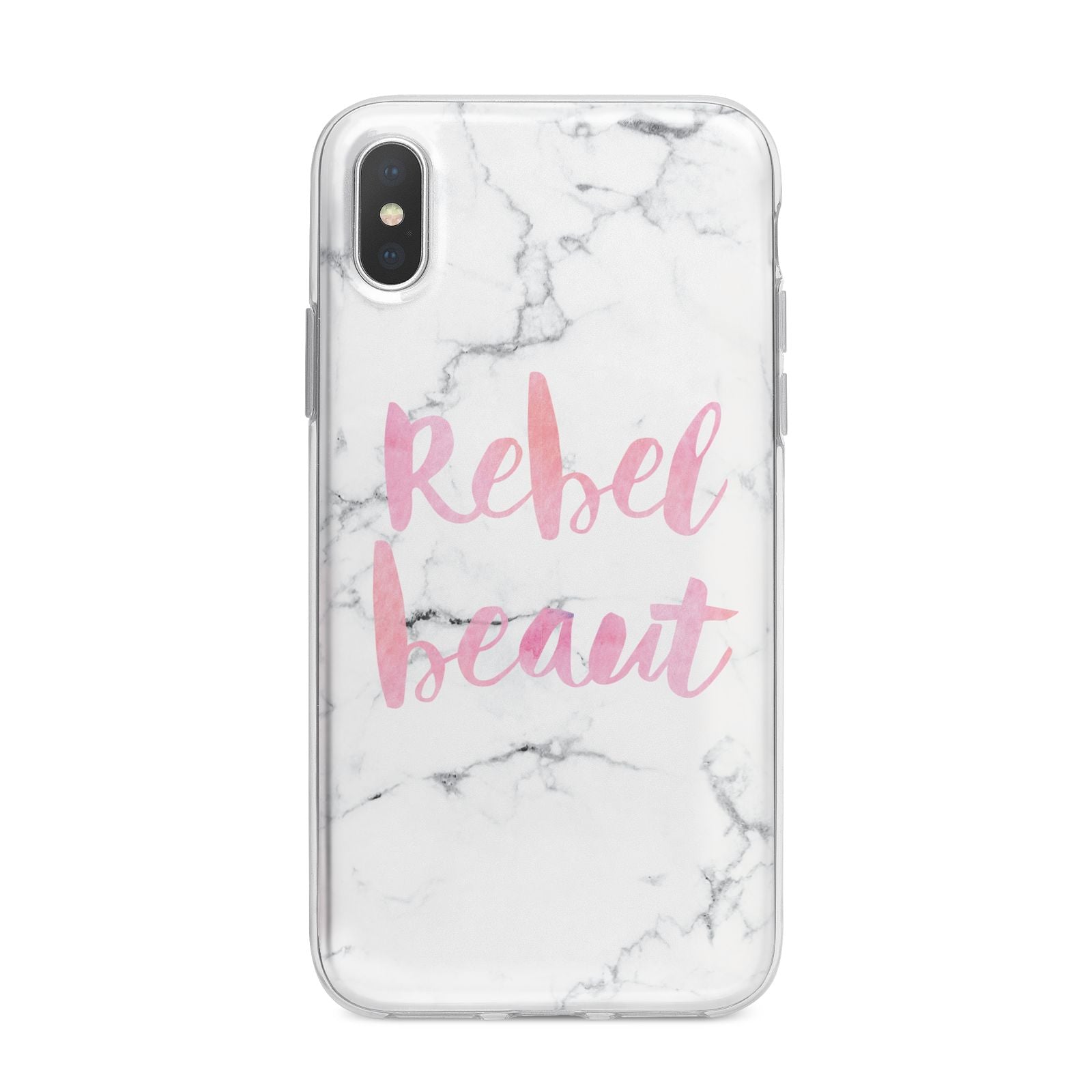 Rebel Heart Grey Marble Effect iPhone X Bumper Case on Silver iPhone Alternative Image 1
