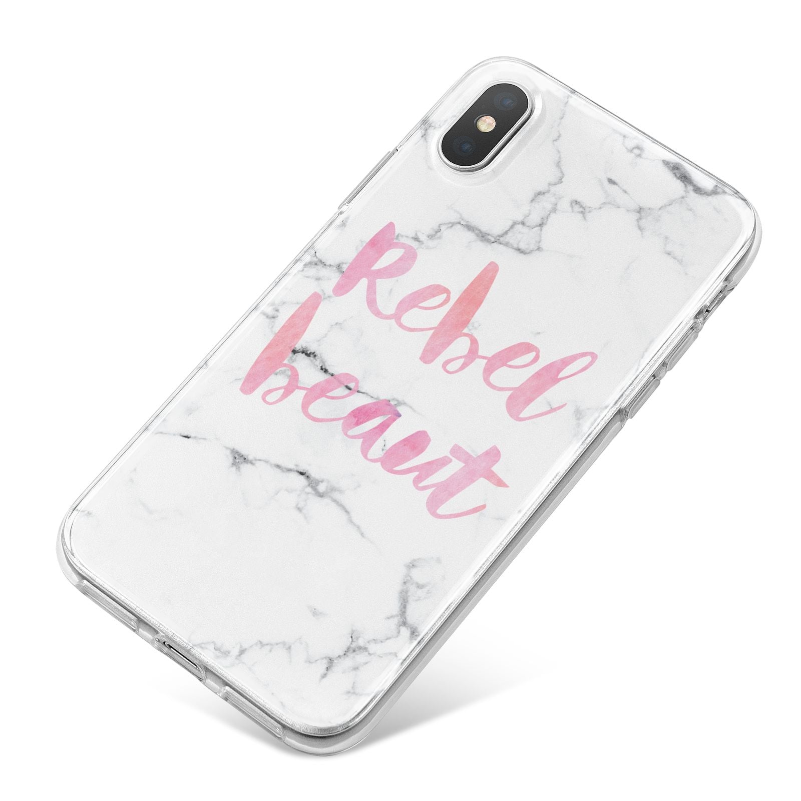 Rebel Heart Grey Marble Effect iPhone X Bumper Case on Silver iPhone