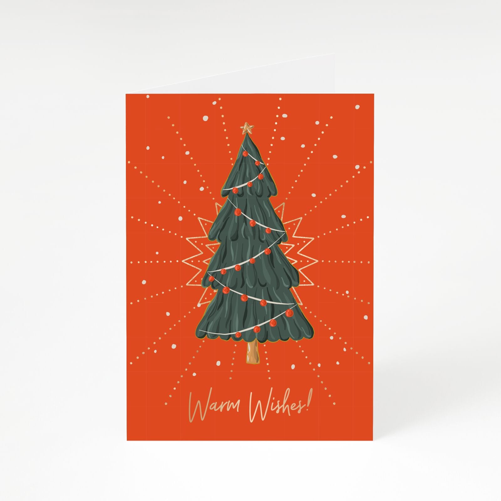 Red Card with Christmas Tree Illustration A5 Greetings Card