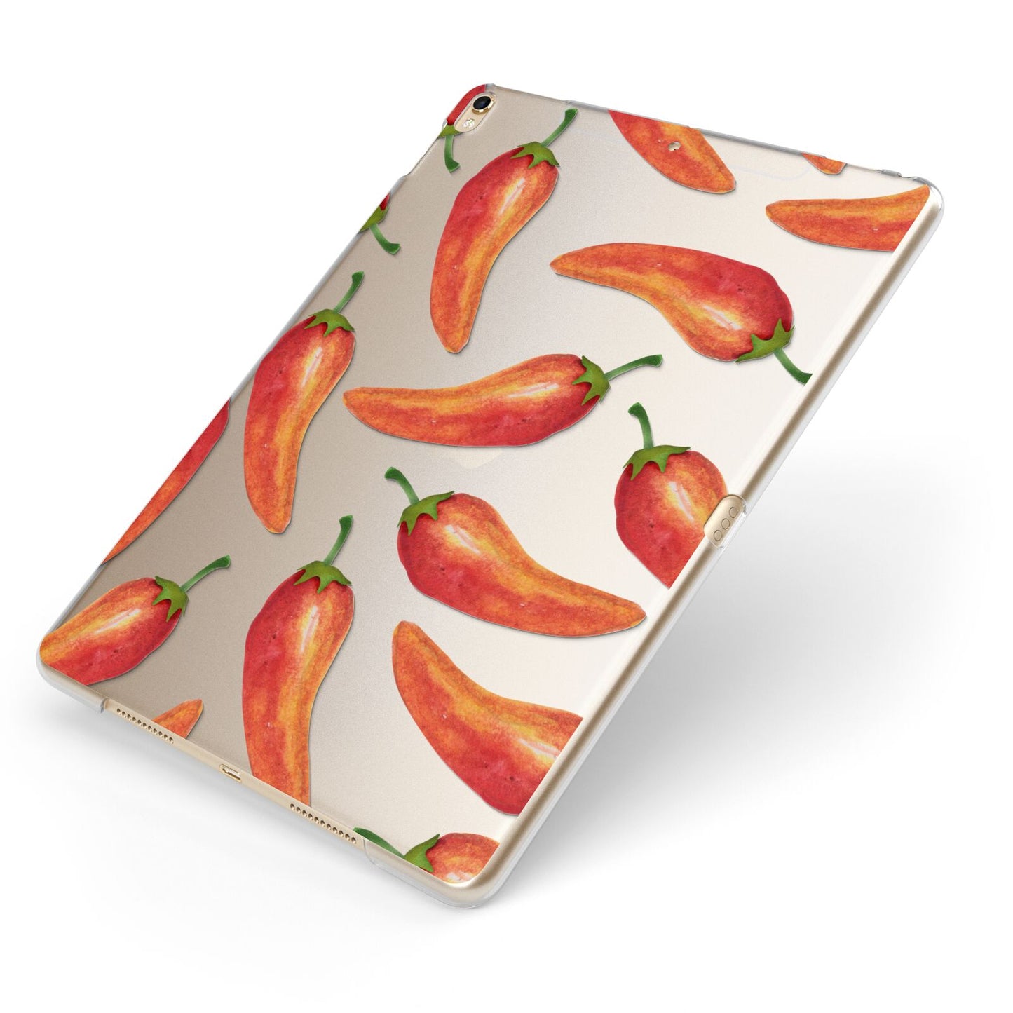 Red Chillies Apple iPad Case on Gold iPad Side View