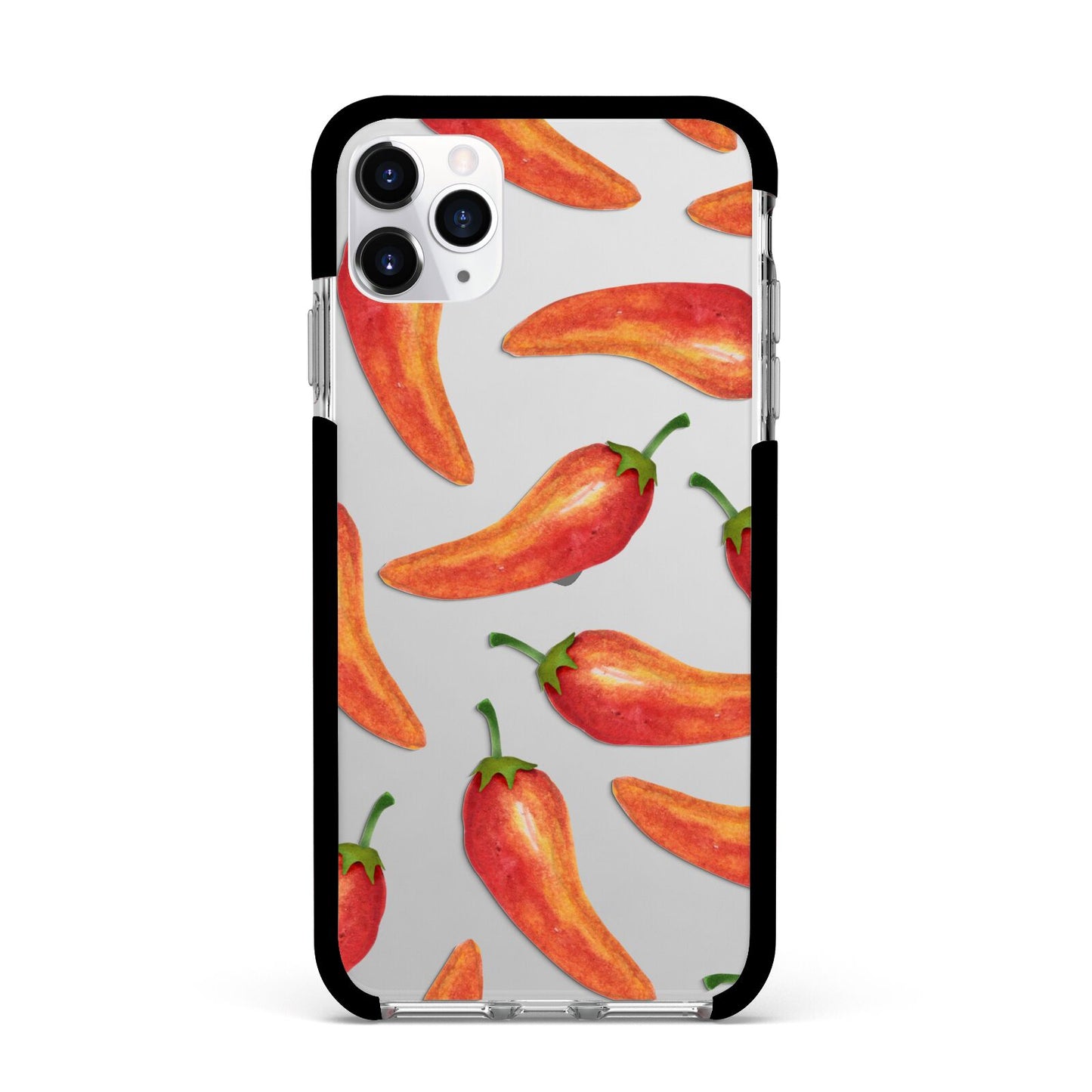 Red Chillies Apple iPhone 11 Pro Max in Silver with Black Impact Case