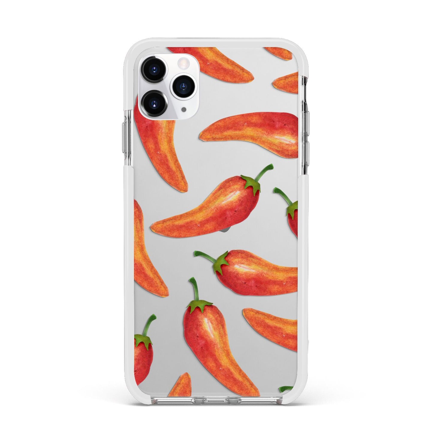 Red Chillies Apple iPhone 11 Pro Max in Silver with White Impact Case