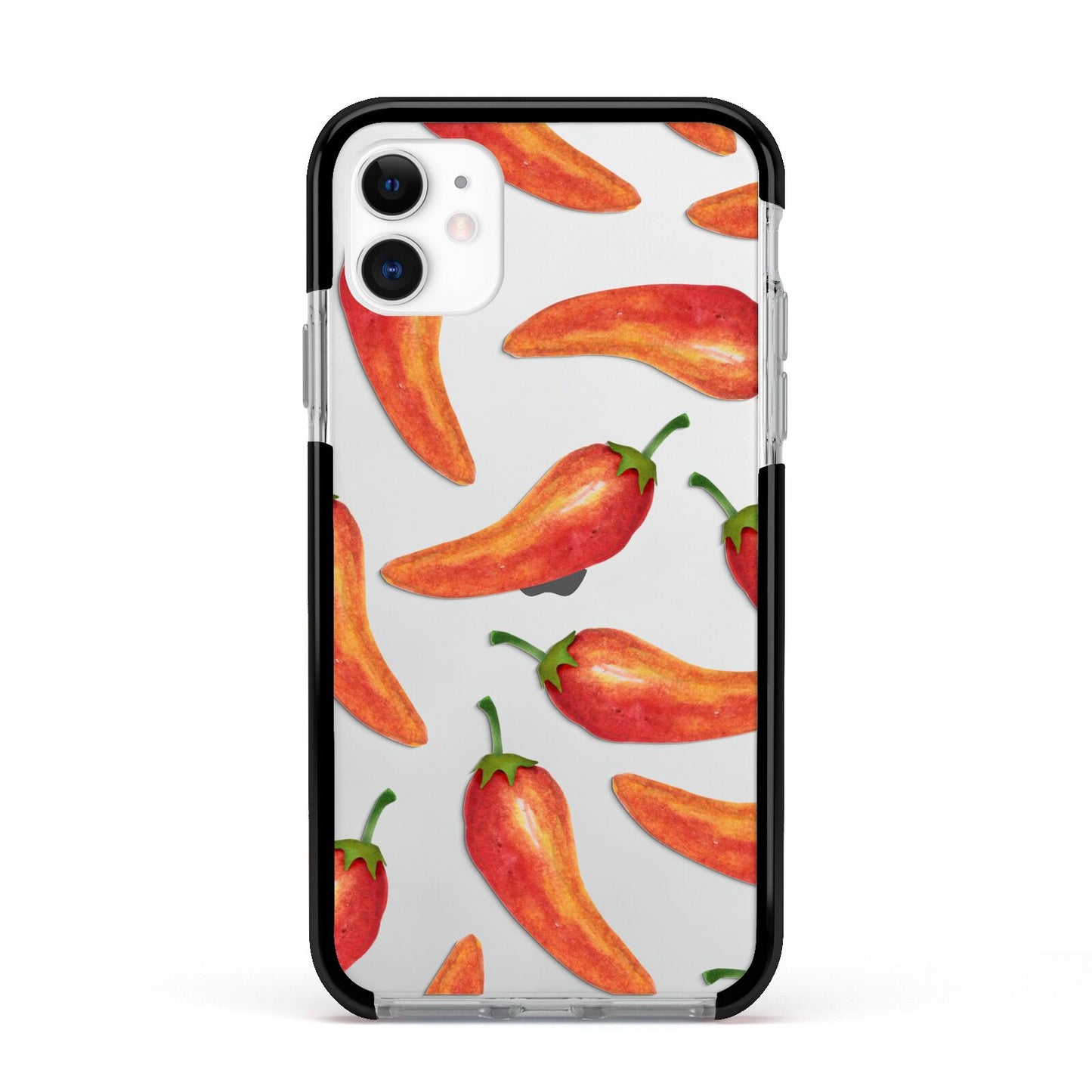 Red Chillies Apple iPhone 11 in White with Black Impact Case