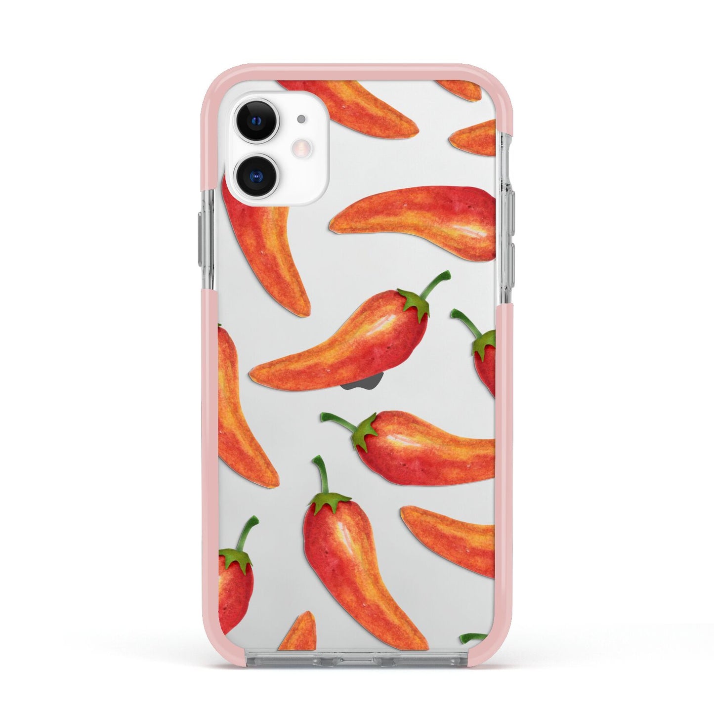 Red Chillies Apple iPhone 11 in White with Pink Impact Case
