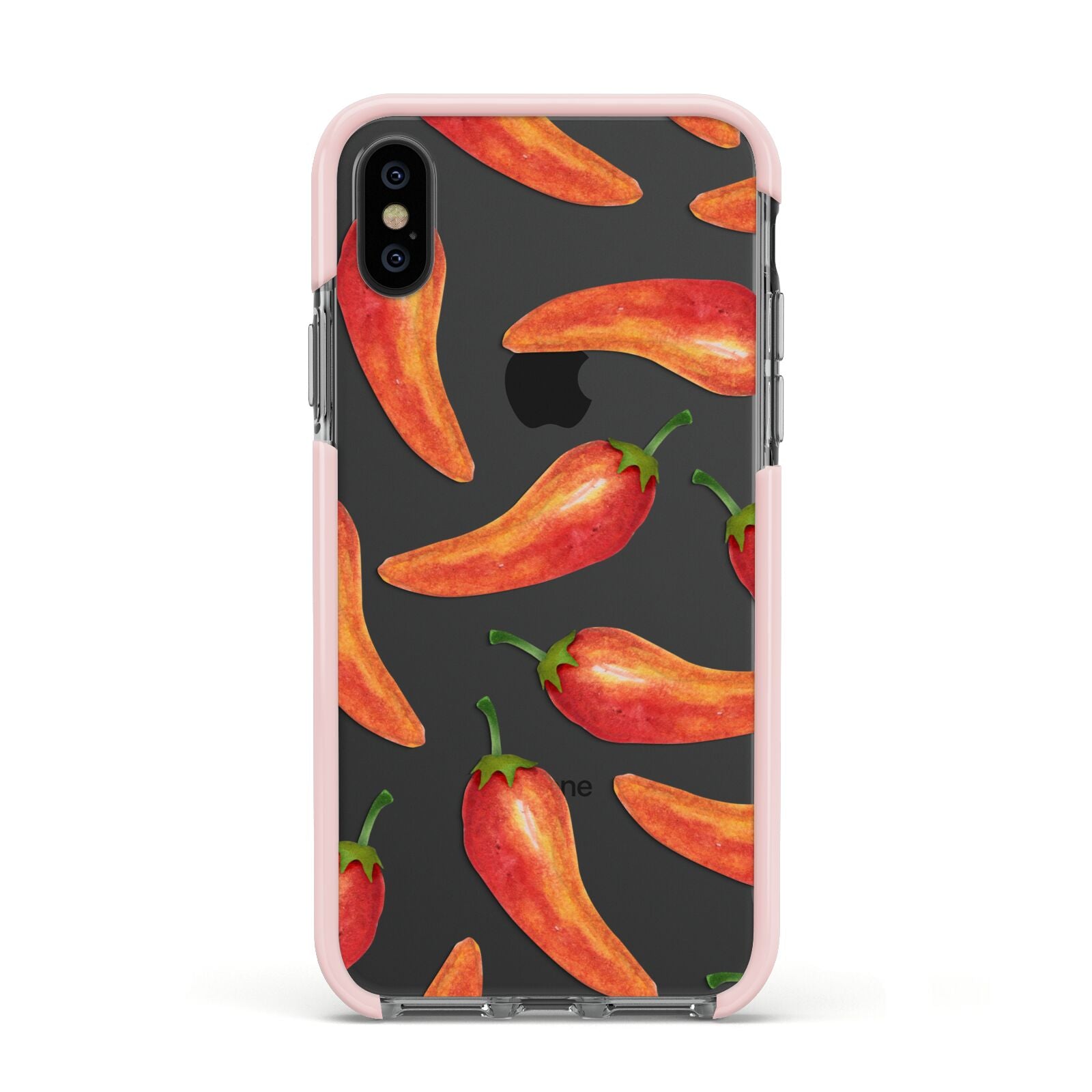 Red Chillies Apple iPhone Xs Impact Case Pink Edge on Black Phone