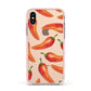 Red Chillies Apple iPhone Xs Impact Case Pink Edge on Gold Phone
