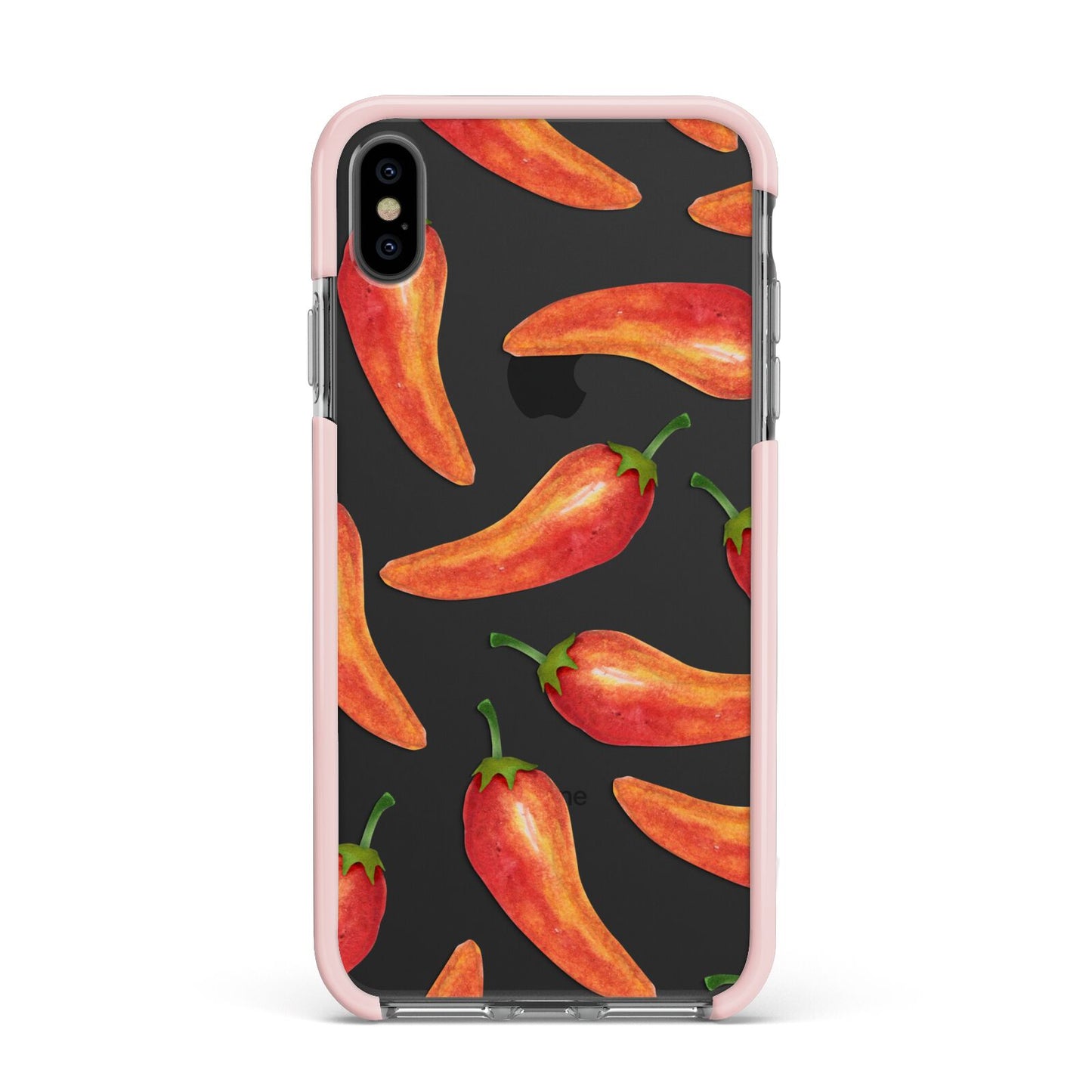 Red Chillies Apple iPhone Xs Max Impact Case Pink Edge on Black Phone