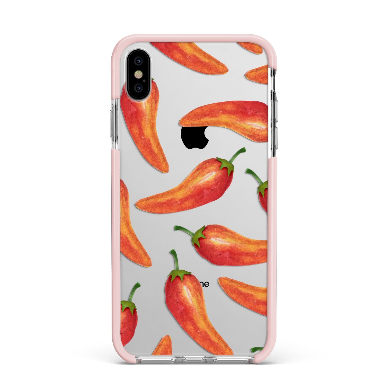Red Chillies Apple iPhone Xs Max Impact Case Pink Edge on Silver Phone