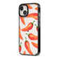 Red Chillies iPhone 13 Black Impact Case Side Angle on Silver phone