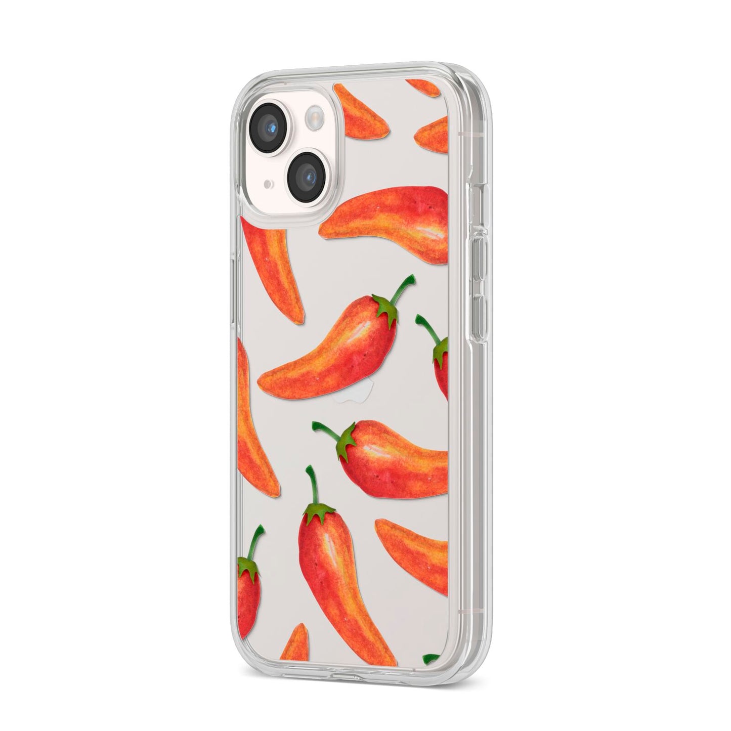 Red Chillies iPhone 14 Clear Tough Case Starlight Angled Image