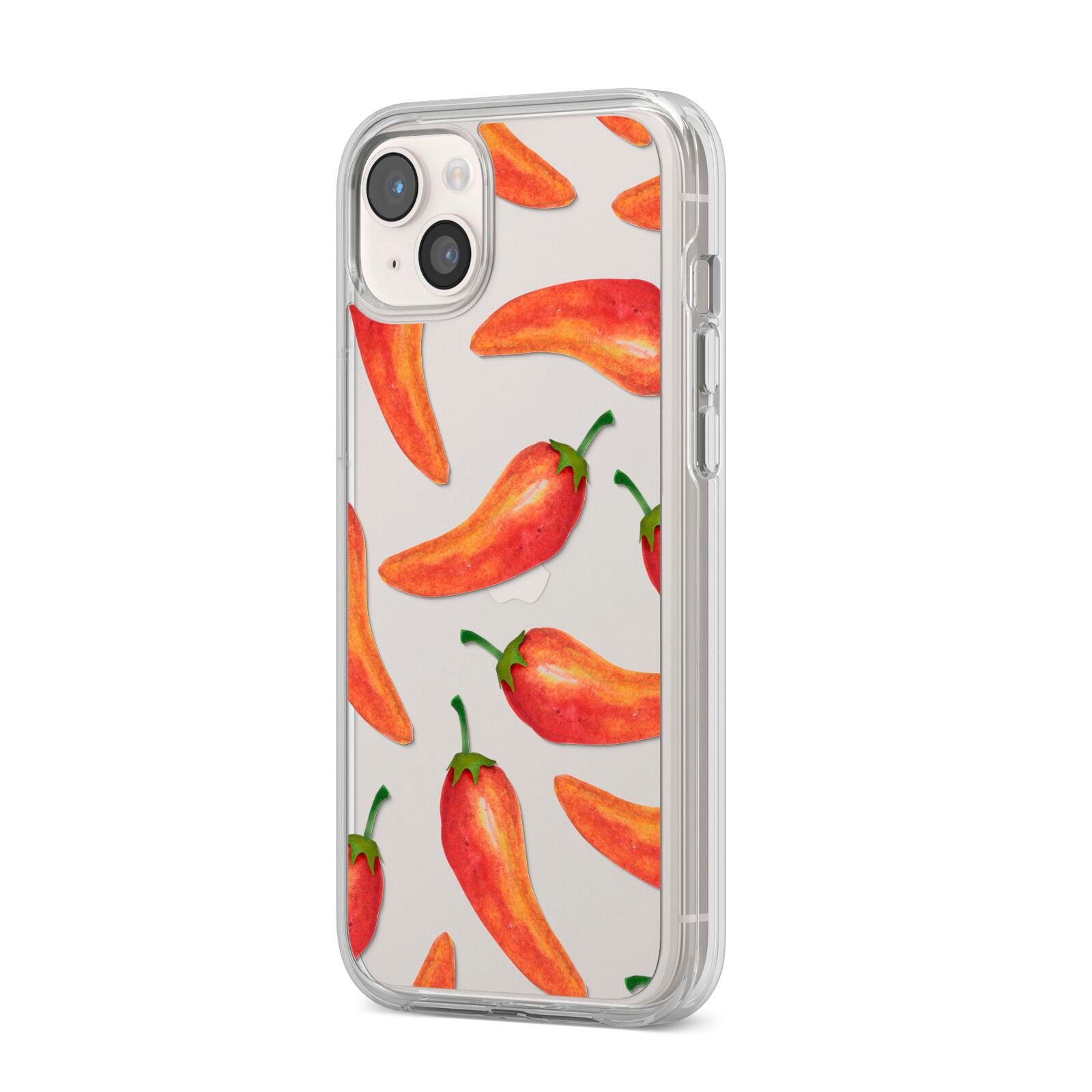 Red Chillies iPhone 14 Plus Clear Tough Case Starlight Angled Image